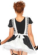 French-Maid-klänning, maskeraddräkt med huvudbonad